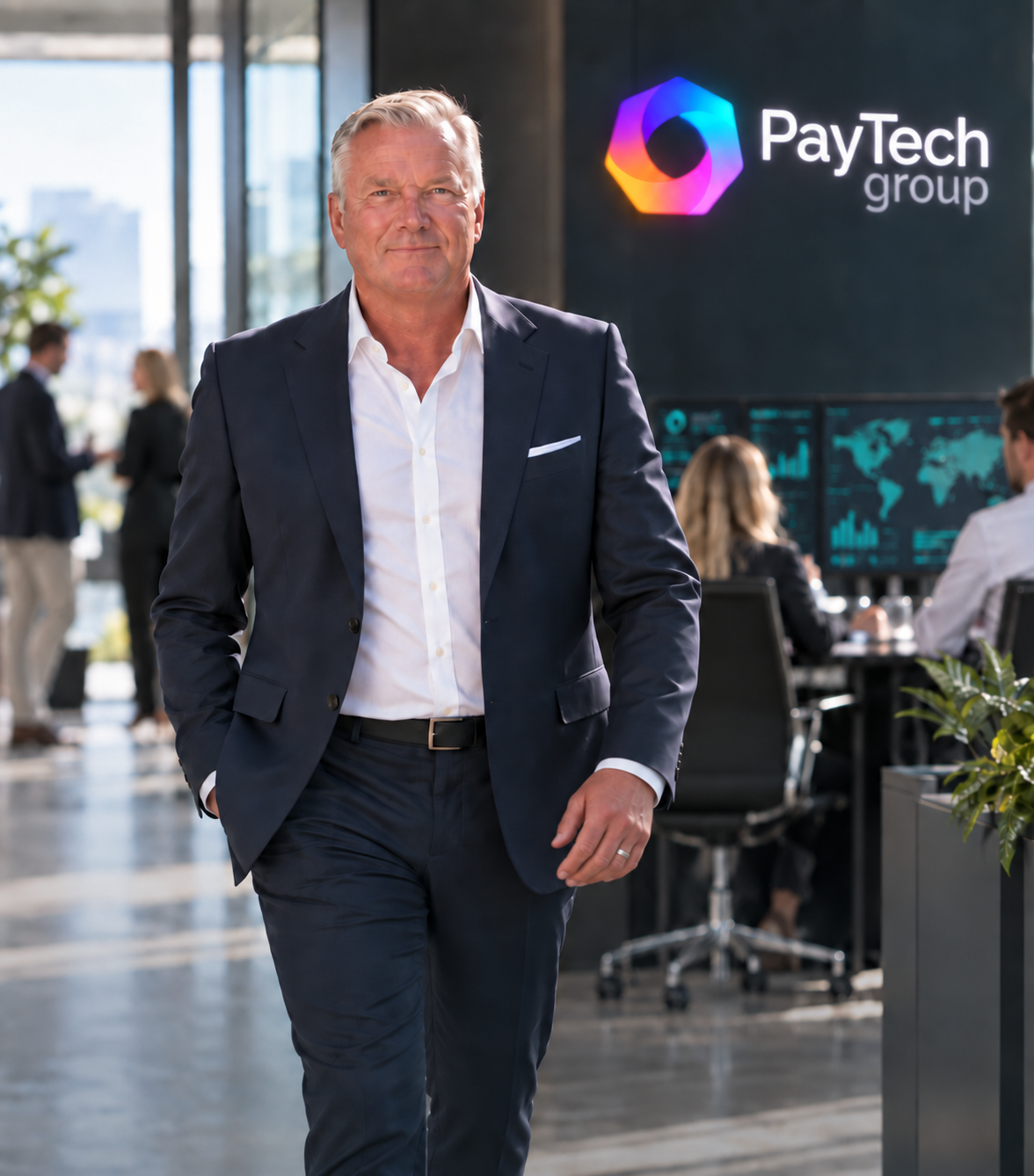 Nicki Bisgaard, Founder and Group Chairman of PayTech Group, in the PayTech office